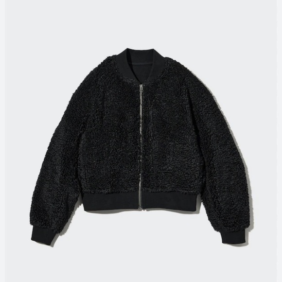 Uniqlo Jackets & Blazers - UNIQLO Windproof Outer Fleece Rib Blouson - Black Size XL excellent YKK ZIPPER